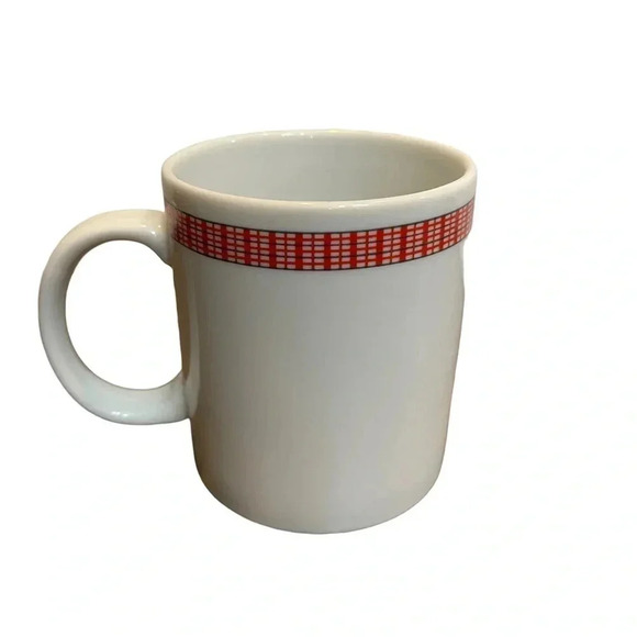 Anchor Hocking Vintage Christmas 10oz Coffee Tea Mug Plaid Ribbon Geese Tree - Picture 3 of 8